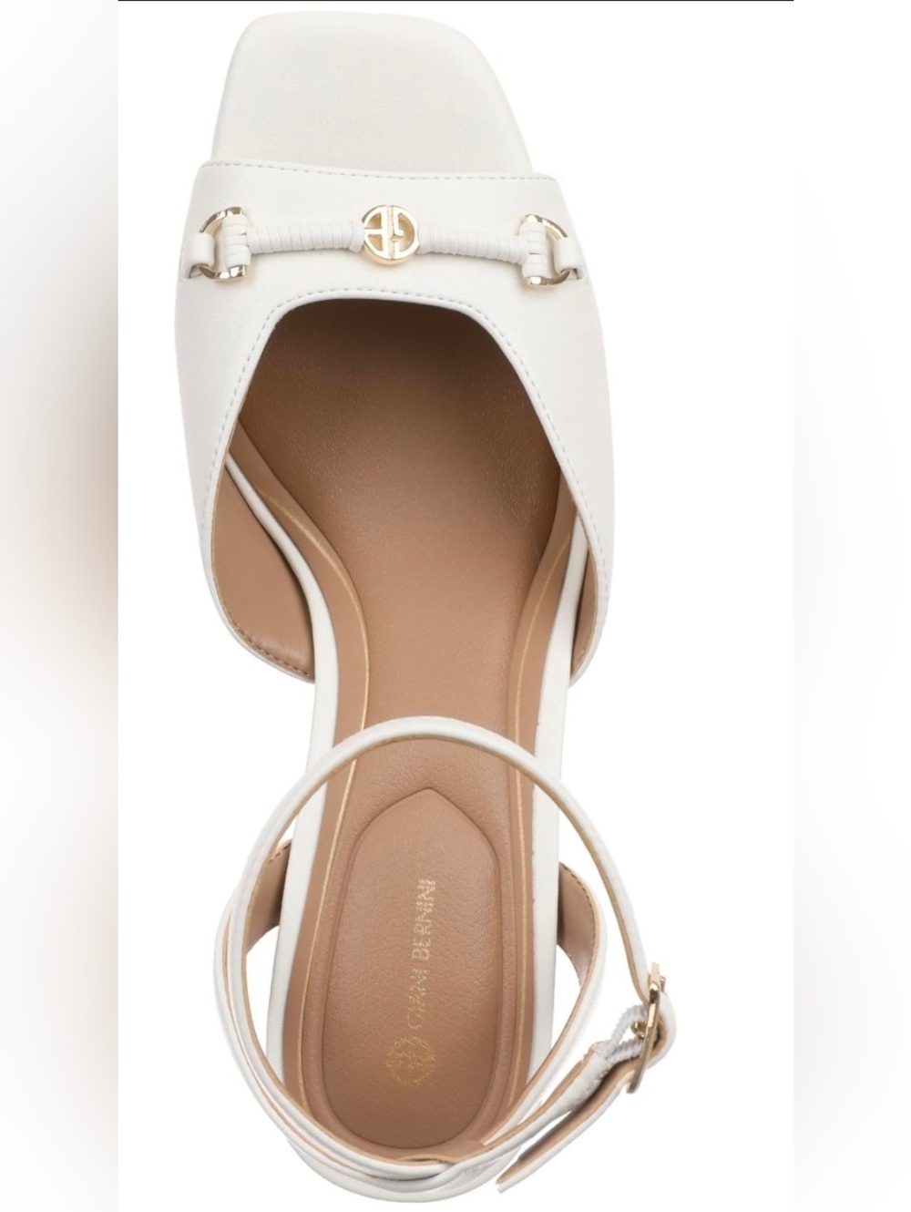 Giani Bernini Womens Giorgianna Block-Heel Shoes in White, Size 8M.